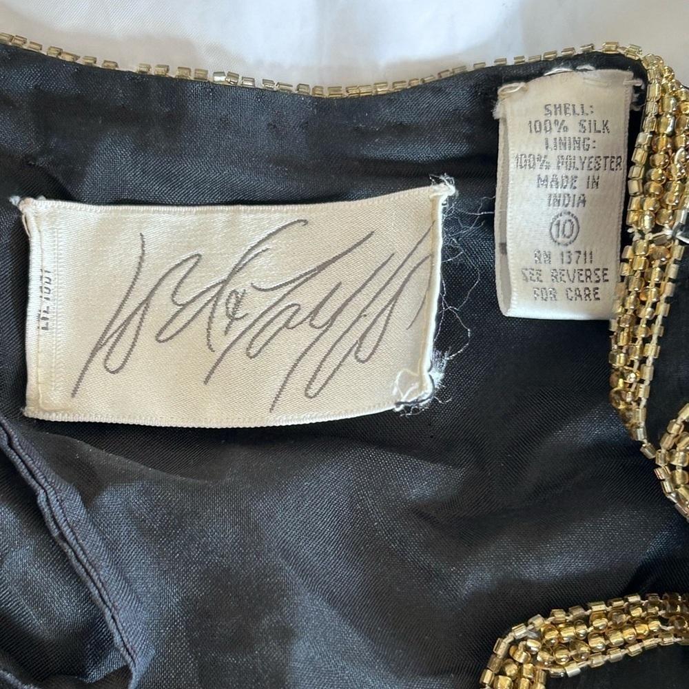 LORD AND TAYLOR Vintage Silk Gold Beaded Dress Jacket Size 10 Mob Wife - Picture 9 of 11